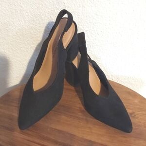 Christian Siriano Black Suede Slingback POINTY toe Booties/ Heels Neutral Sz.9